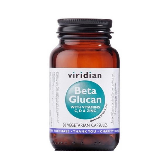 Viridian Beta Glukan z witaminami C, D oraz cynkiem 30 kapsułek cena €23,54