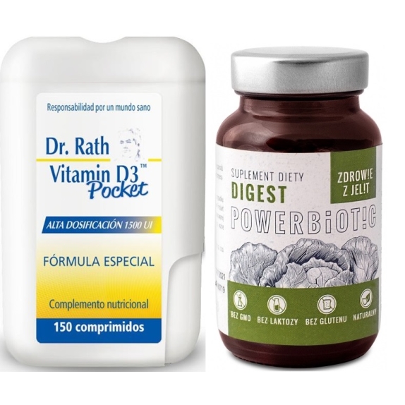 Dr Rath witamina D3 150 tabletek + Powerbiotic Digest Kapusta 60 kapsułek Ecobiotics cena 189,90zł