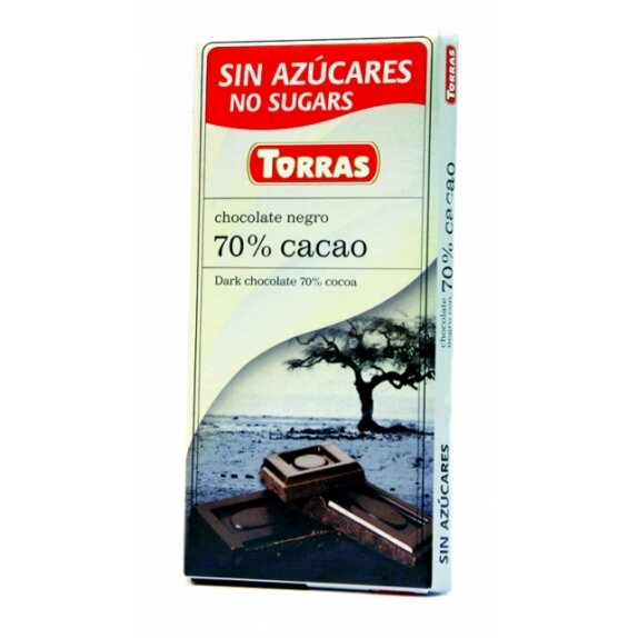 Czekolada gorzka 72% kakao bez dodatku cukru 75g Torras  cena €1,94
