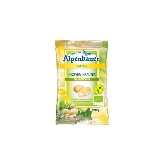 Cukierki z nadzieniem o smaku imbirowo-ziołowym Vegan BIO 90g Alpenbauer cena 2,13$