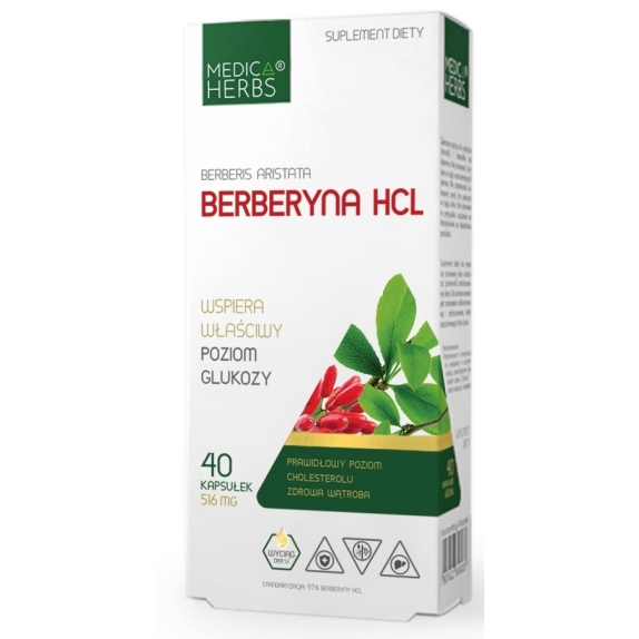 Medica Herbs berberyna 516 mg, 40 kapsułek  cena 8,37$