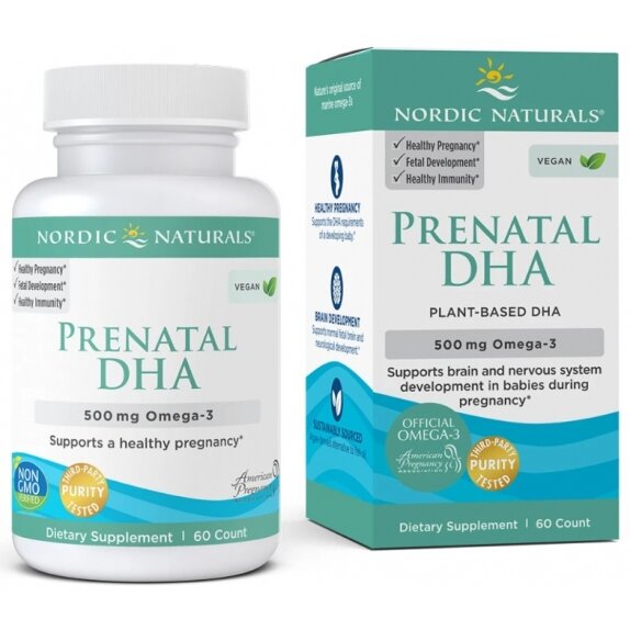 Prenatal DHA Vegan 500 mg, 60 kapsułek Nordic Naturals cena 37,62$