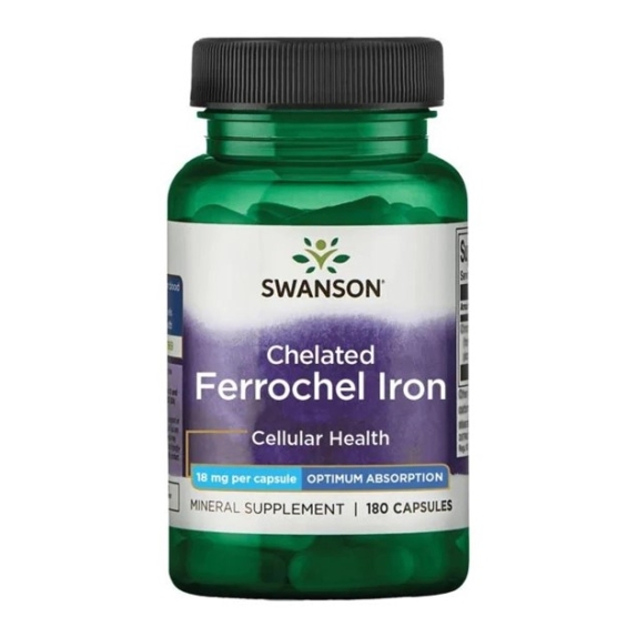 Swanson albion chelat żelaza ferrochel 18 mg 180 kapsułek cena €7,90