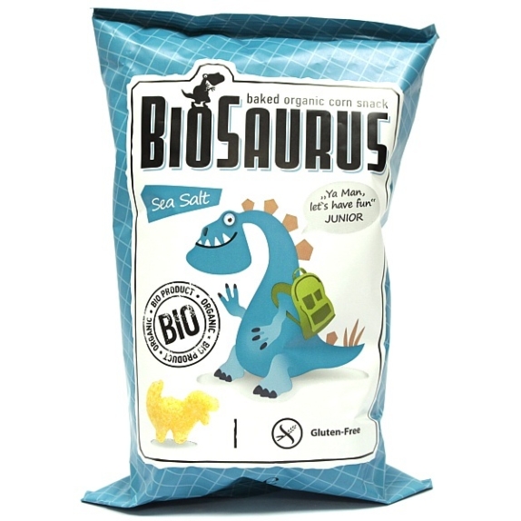 Chrupki kukurydziane sól morska bezglutenowe BioSaurus 50g BIO McLloyd's cena €1,13