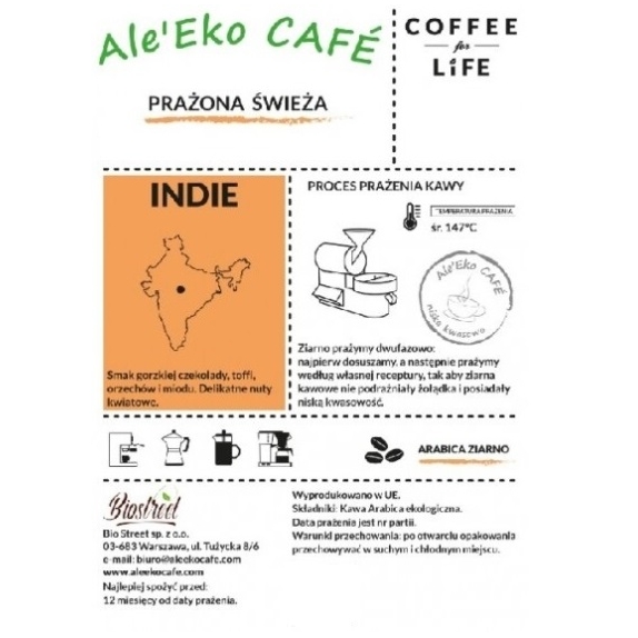 Ale'Eko CAFÉ kawa ziarnista Indie 500 g Coffee for Life cena €16,74