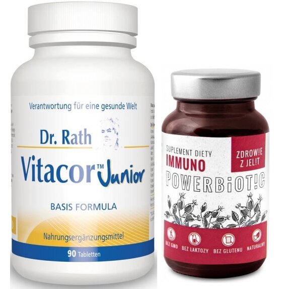 Dr Rath Vitacor junior 90 tabletek + Powerbiotic Immuno Dzika róża 60 kapsułek Ecobiotics cena 207,99zł