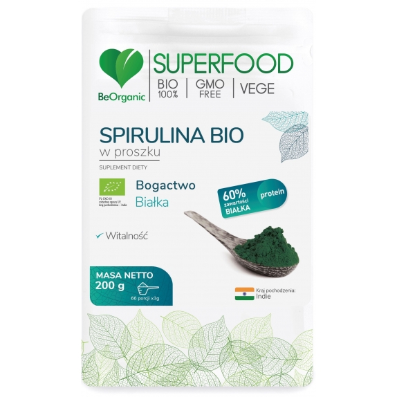 BeOrganic Superfood Spirulina w proszku 200g BIO cena €10,19