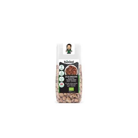 Żelki bez żelatyny, bez cukrów jabłko-truskawka bezglutenowe BIO 90g BioGol cena 2,31$