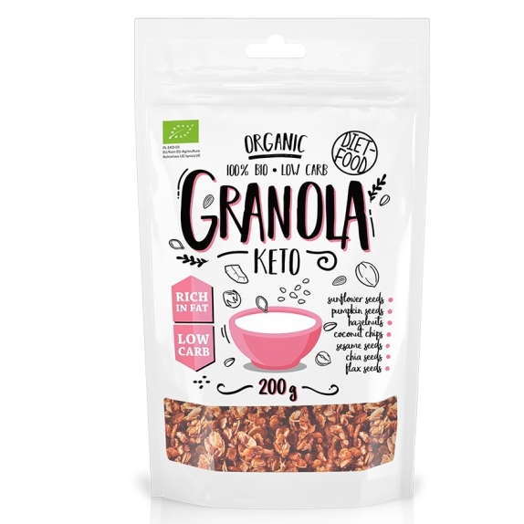 Keto granola kokos i chia 200 g BIO Diet Food cena €3,32