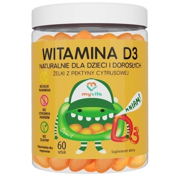 MyVita naturalne żelki dla dzieci i dorosłych witamina D3 60 sztuk  cena €6,57