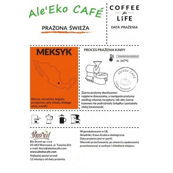 Ale'Eko CAFÉ kawa ziarnista Meksyk 1 kg Coffee for Life cena 36,72$