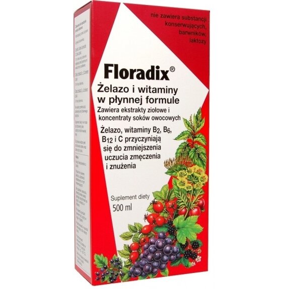Floradix żelazo i witaminy 500 ml cena 72,59zł