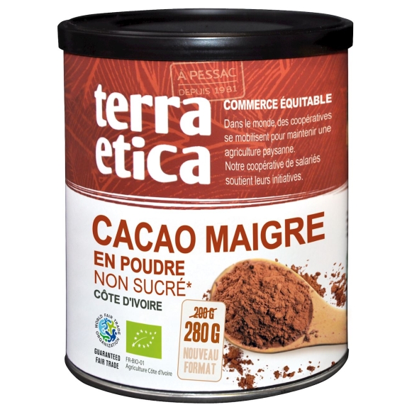 Kakao niskotłuszczowe w proszku BIO 280 g Terra Etica cena €6,84