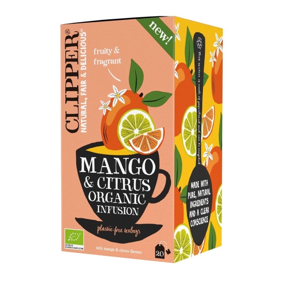 Herbata o smaku mango i owoców cytrusowych BIO 20 saszetek Clipper cena 3,56$