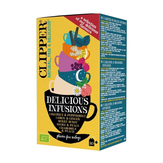 Herbata owocowo-ziołowa  mix 5 smaków BIO 20 saszetek Clipper cena 3,74$