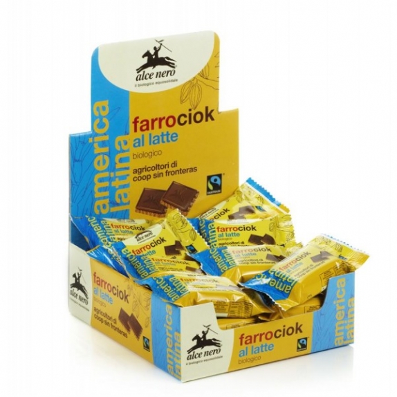 Herbatniki orkiszowe w mlecznej czekoladzie 28 g BIO Alce Nero cena €1,05