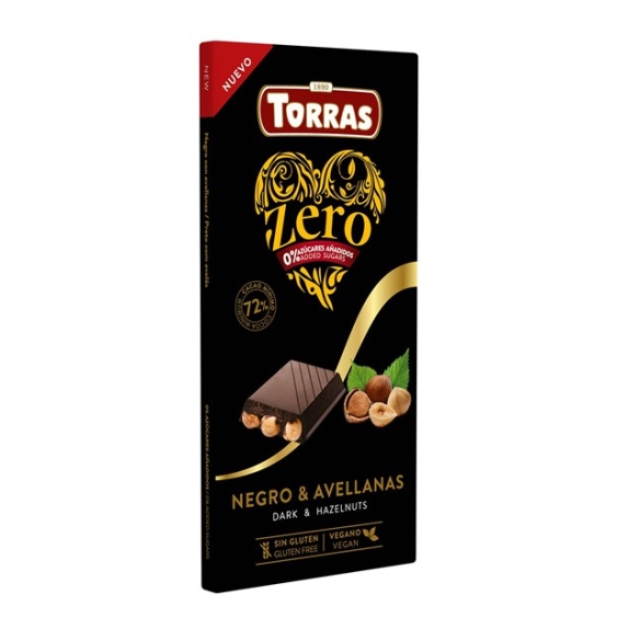 Czekolada gorzka 72% kakao z orzechami laskowymi bez dodatku cukru ZERO 150 g Torras cena 4,63$
