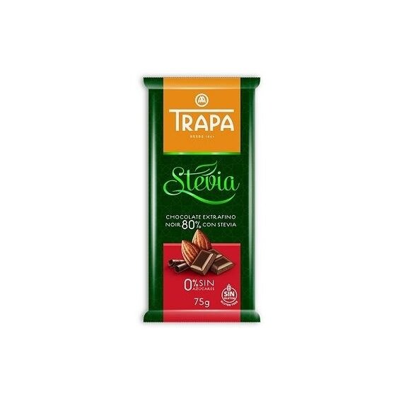Czekolada gorzka 80% kakao ze stewią bez dodatku cukru 75g Trapa cena 2,16$