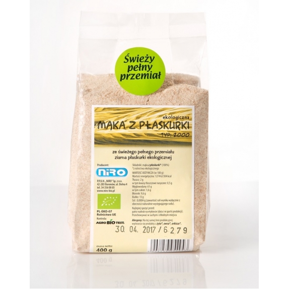 Mąka z płaskurki 400 g BIO Niro  cena €2,23