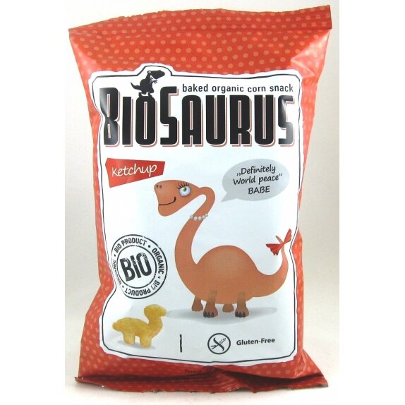 Chrupki kukurydziane ketchupowe bezglutenowe BioSaurus 15g BIO McLloyd's cena 0,65$