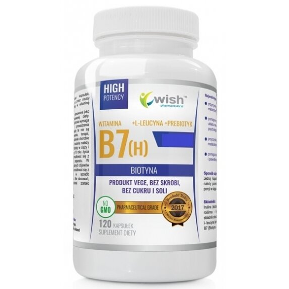 Witamina B7 5000µg Biotyna (H) 120 Kapsułek Wish Pharmaceutical cena 28,15zł