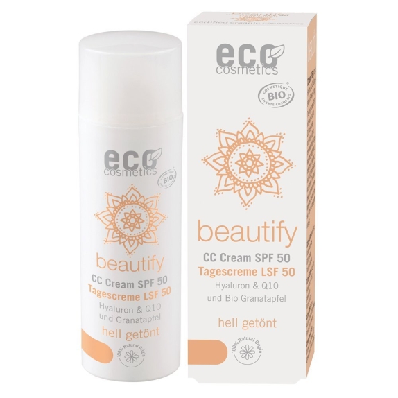 Eco cosmetics Krem CC jasny SPF 50 z OPC, Q10 i kwasem hialuronowym 50 ml  cena 138,00zł