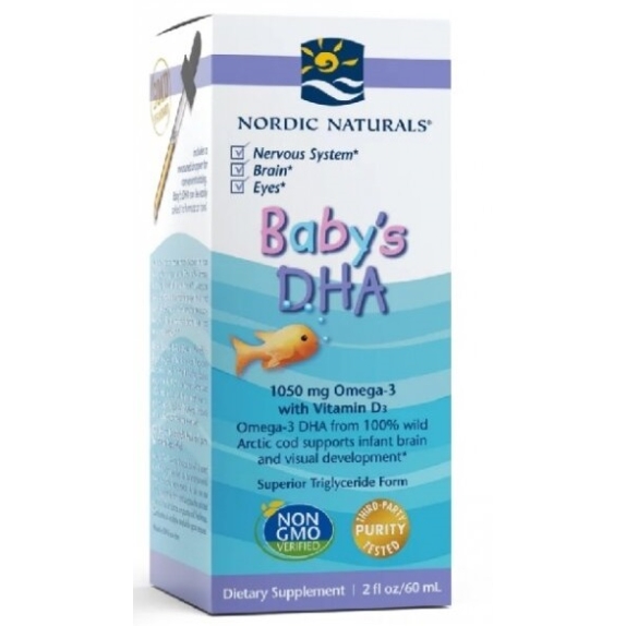 Nordic Naturals Babys DHA - Kwasy DHA dla dzieci i niemowląt z witaminą D3, 60 ml PAŹDZIERNIKOWA PROMOCJA! cena 57,90zł