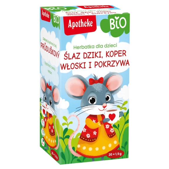 Herbatka dla dzieci ślaz dziki, koper włoski i pokrzywa BIO 20 saszetek (1,5 g) Apotheke cena 2,39$