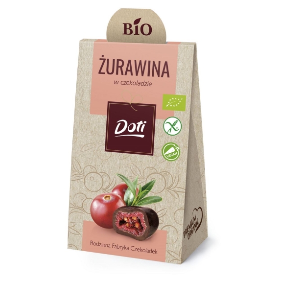 Żurawina w gorzkiej czekoladzie 50 g BIO Doti cena €2,00