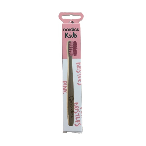 Nordics szczoteczka do zębów dla dzieci bambusowa miękka - różowe włosie 1 sztuka cena €1,81