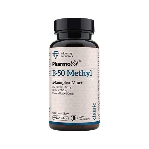 Pharmovit B-50 Methyl B-Complex Max+ 60 kapsułek cena 33,15zł