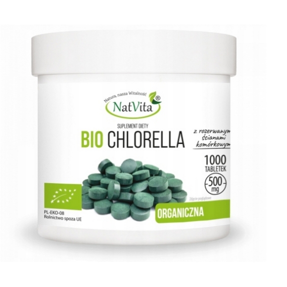 Natvita Chlorella 500mg 1000 tabletek BIO PROMOCJA! cena 140,99zł