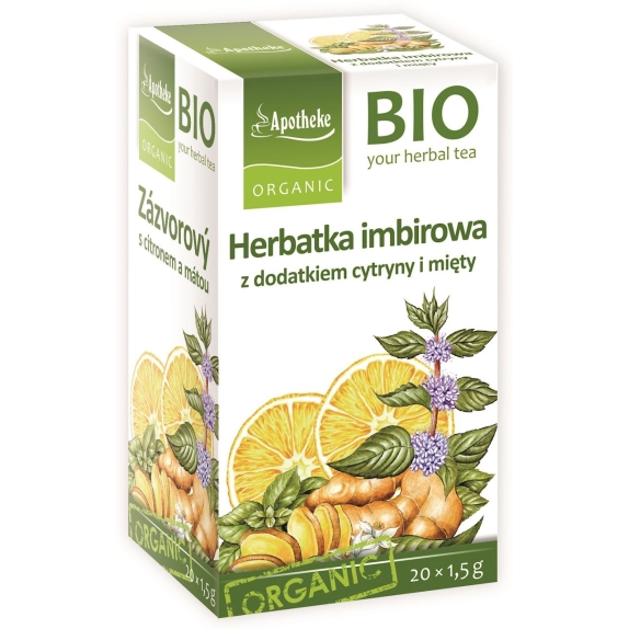 Herbata imbirowa z cytryną i miętą 20 saszetek BIO Apotheke cena 6,85zł