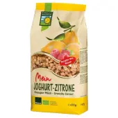 Crunchy jogurtowo-cytrynowe z malinami 400g BIO Bohlsener Muehle 