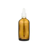 ChemWorld Butelka szklana brązowa z pipetą białą 100ml 