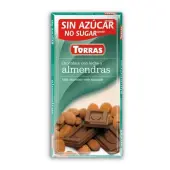 Czekolada mleczna z migdałami bez cukru, bezglutenowa 75g Torras