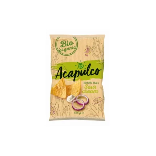 Nachosy o smaku śmietankowo-cebulowym 125 g BIO Acapulco