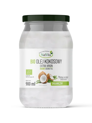 Natvita Olej Kokosowy Extra Virgin tłoczony na zimno 900ml BIO