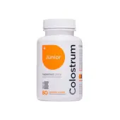 Colostrum JUNIOR 40% IgG Immuno First Aid 80 cukierków mleczno-truskawkowych z probiotykiem