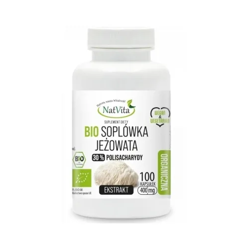 Natvita Grzyb soplówka jeżowata ekstrakt 400 mg 30% 100 kapsułek