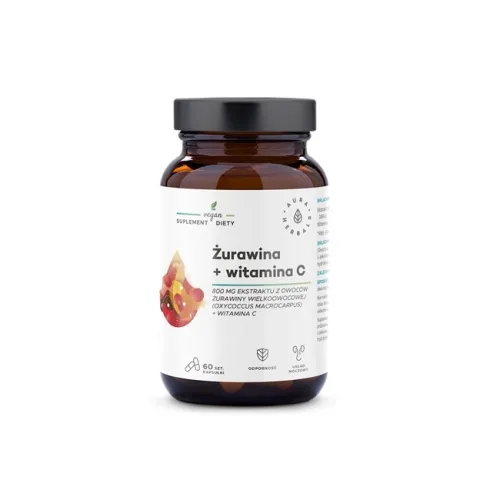 Żurawina 800 mg + Witamina C 60 kapsułek Aura Herbals