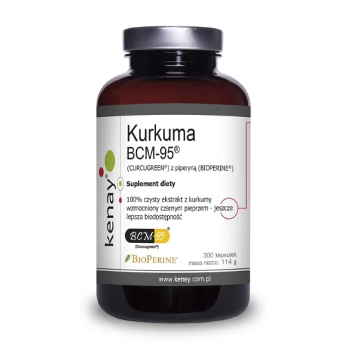 Kenay Kurkuma BCM-95® (CURCUGREEN®) z piperyną (BIOPERINE®) 300 kapsułek