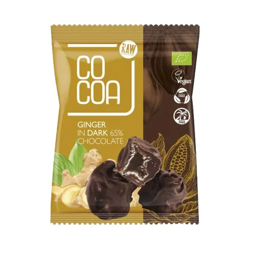 Imbir kandyzowany w ciemnej czekoladzie 65% BIO 70 g Cocoa