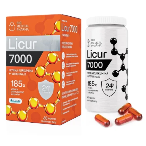 Licur 7000 z witaminą D, Kurkumina micelarna + wit. D3 60 kapsułek Bio Medical Pharma