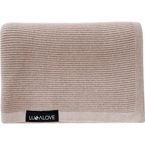 LullaLove lekki dzianinowy kocyk mgiełka karmel 90cm x 90cm