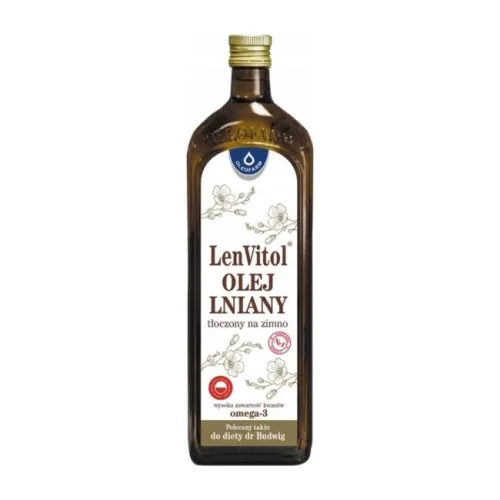 Olej lniany tłoczony na zimno Lenvitol dr Budwig 1 L Oleofarm