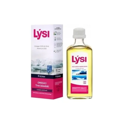 Lysi Tran islandzki Omega 3 EPA & DHA + Witaminy A, D, E smak Tutti fruttii 240 ml