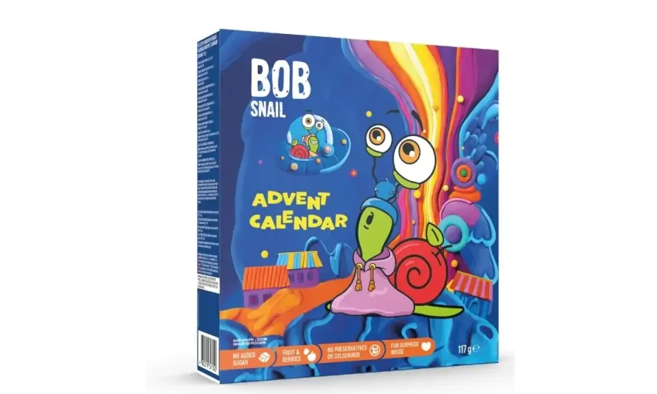 Адвент-календарь Bob Snail, фруктовые снеки и мармелад, 24 окошка, 117 г, от 3 лет