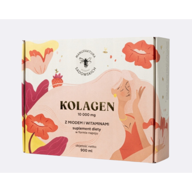 Коллаген Manufaktura Rodziny Sadowskich 10 000 мг, с мёдом и витаминами, вкус клубника, шоты, 30 мл