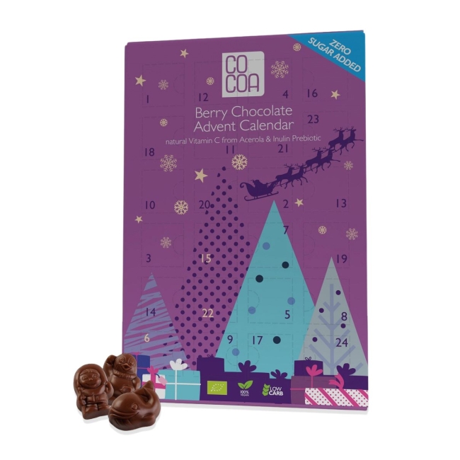 Адвент-календарь Cocoa, ягодный шоколад с витамином C без добавления сахара, BIO, 180 г